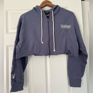 Pacsun Playboy cropped zip-up hoodie